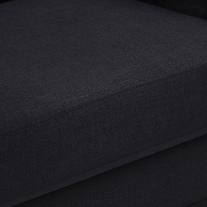 Kent Black Linen Textured Fabric Loveseat L