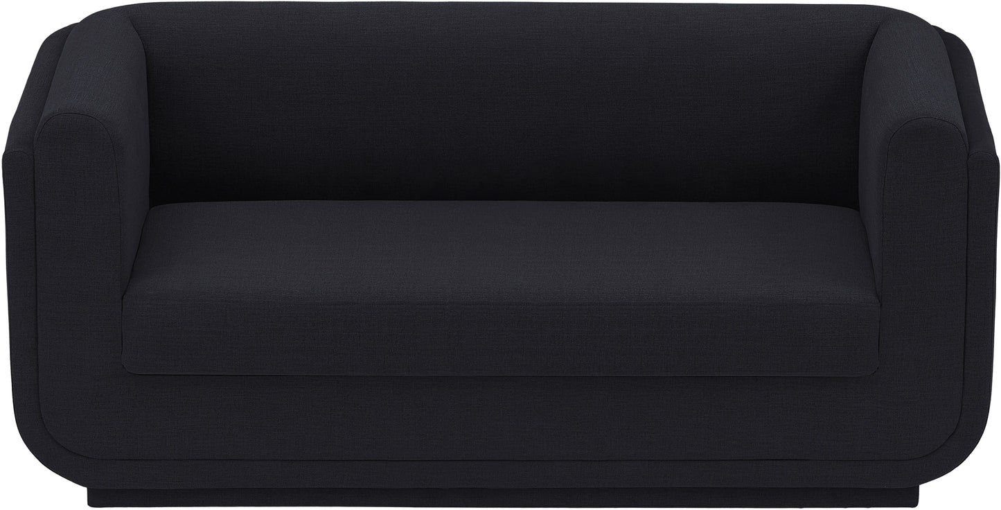 kent black linen textured fabric loveseat l