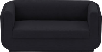 Kent Black Linen Textured Fabric Loveseat L