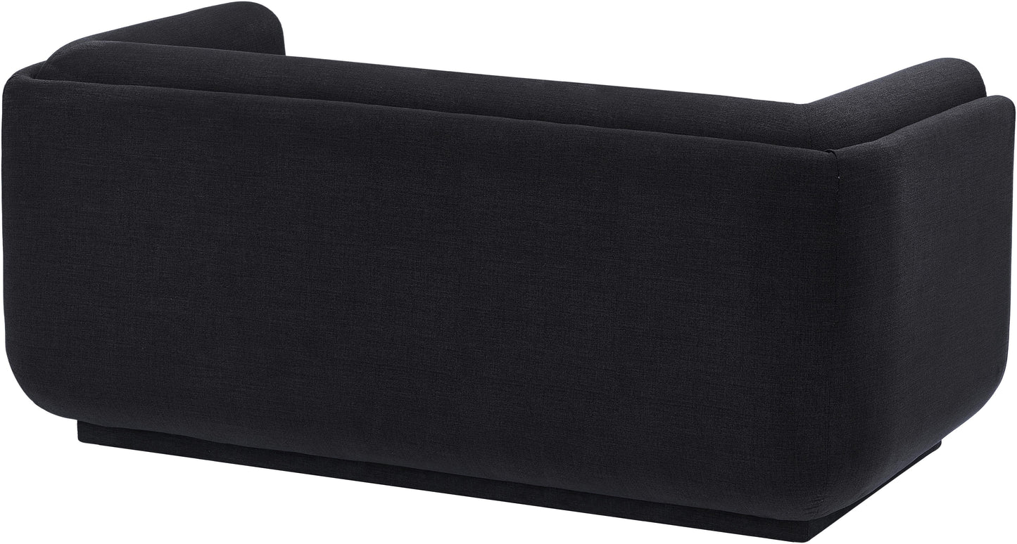 kent black linen textured fabric loveseat l