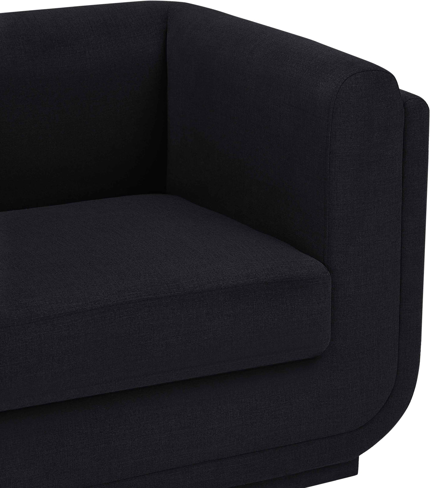 kent black linen textured fabric loveseat l