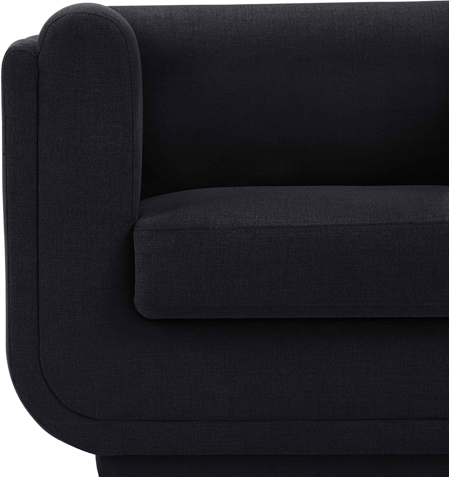 kent black linen textured fabric loveseat l