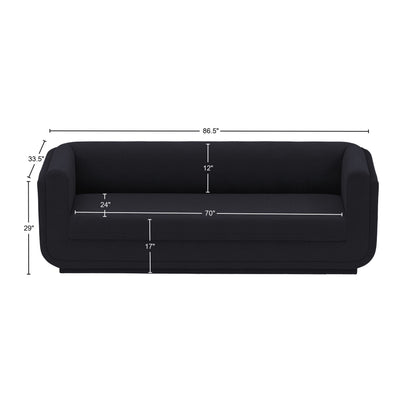 Kent Black Linen Textured Fabric Sofa S