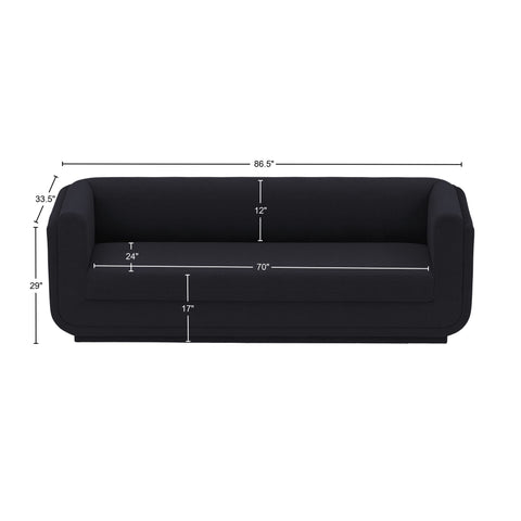 Kent Black Linen Textured Fabric Sofa S