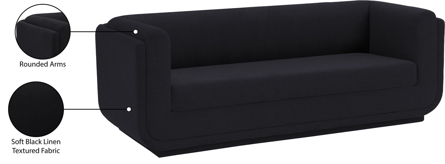 kent black linen textured fabric sofa s