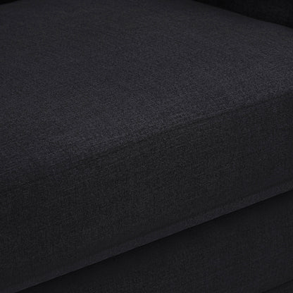 Kent Black Linen Textured Fabric Sofa S