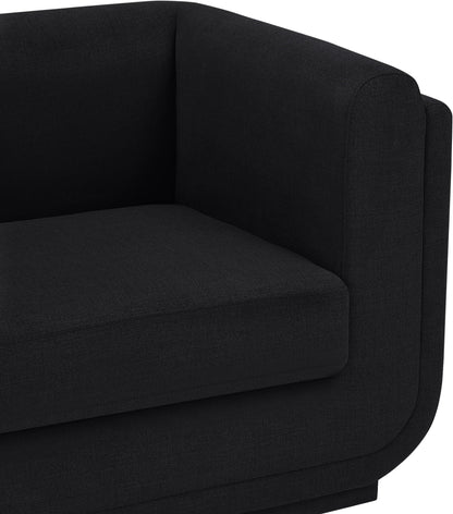 Kent Black Linen Textured Fabric Sofa S