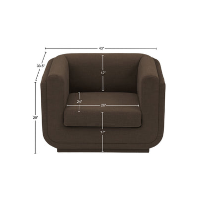 Kent Brown Linen Textured Fabric Chair C