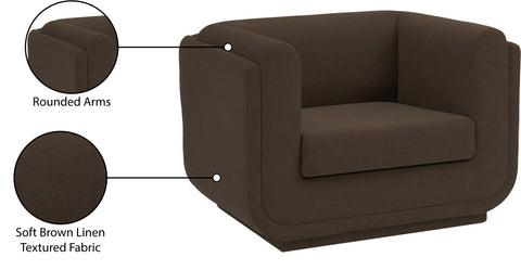 Kent Brown Linen Textured Fabric Chair C