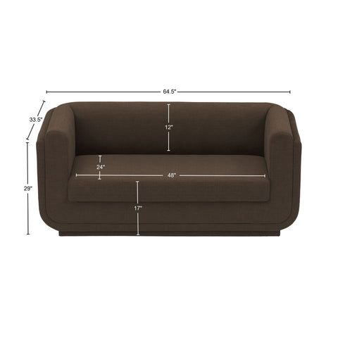 Kent Brown Linen Textured Fabric Loveseat L