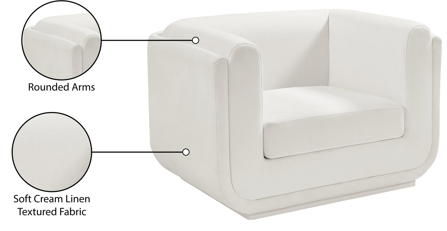 kent cream linen textured fabric chair c
