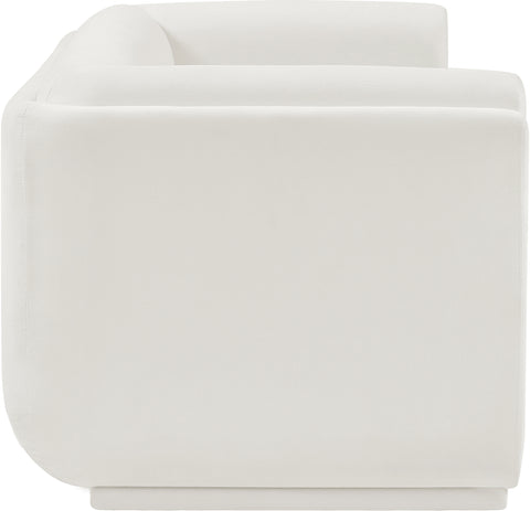 Kent Cream Linen Textured Fabric Loveseat L