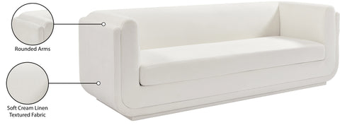 Kent Cream Linen Textured Fabric Sofa S