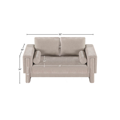 Jones Beige Chenille Fabric Loveseat L