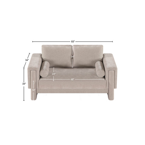 Jones Beige Chenille Fabric Loveseat L