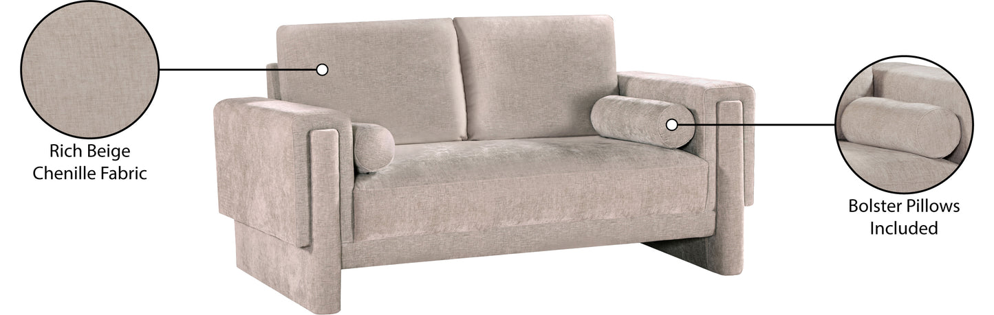 jones beige chenille fabric loveseat l