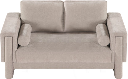 Jones Beige Chenille Fabric Loveseat L