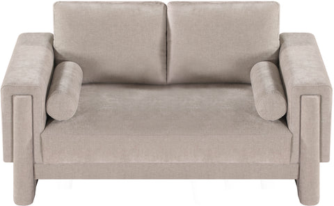 Jones Beige Chenille Fabric Loveseat L