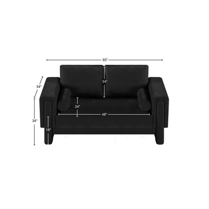 Jones Black Chenille Fabric Loveseat L