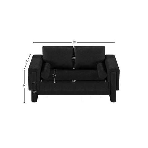 Jones Black Chenille Fabric Loveseat L