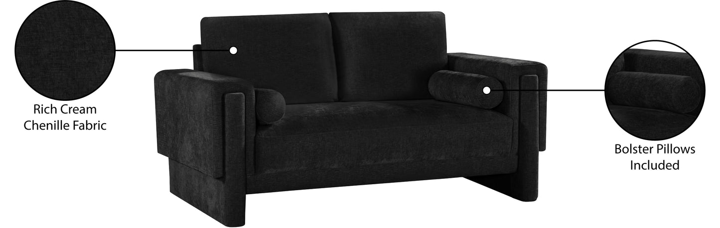 jones black chenille fabric loveseat l