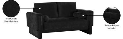 Jones Black Chenille Fabric Loveseat L