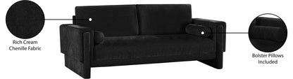 Jones Black Chenille Fabric Sofa S