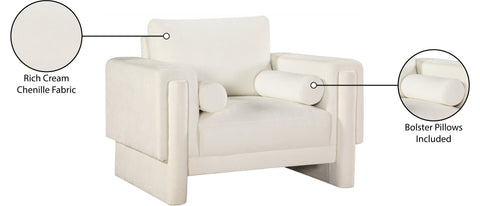 Jones Cream Chenille Fabric Chair C
