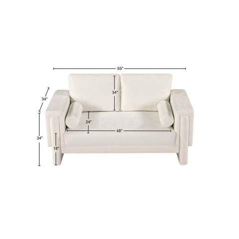Jones Cream Chenille Fabric Loveseat L
