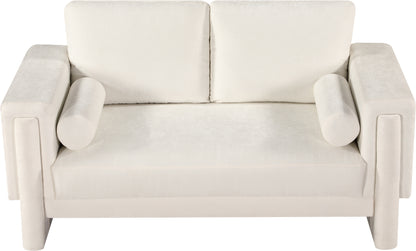 Jones Cream Chenille Fabric Loveseat L