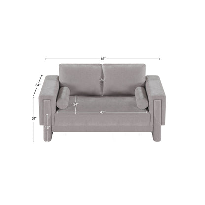 Jones Grey Chenille Fabric Loveseat L