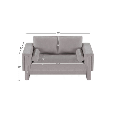 Jones Grey Chenille Fabric Loveseat L