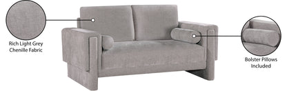 Jones Grey Chenille Fabric Loveseat L