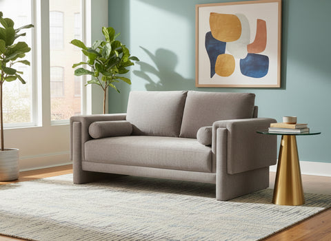 Mira 65" Grey Chenille Fabric Upholstered Loveseat, 1 Piece