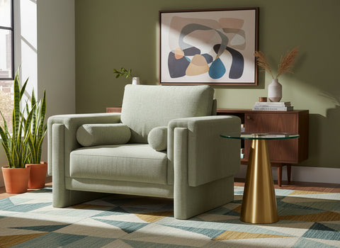 Mira Mint Chenille Fabric Upholstered Chair, 1 Piece