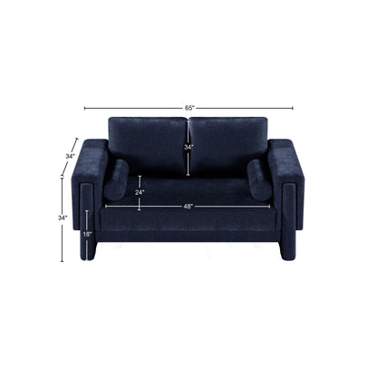 Jones Navy Chenille Fabric Loveseat L