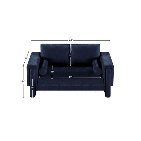 Jones Navy Chenille Fabric Loveseat L