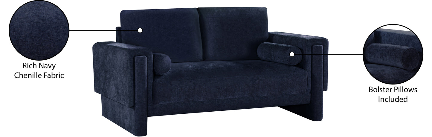 jones navy chenille fabric loveseat l