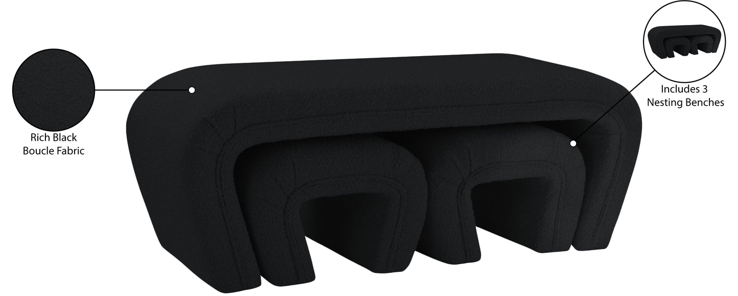 jasmine black boucle fabric bench black