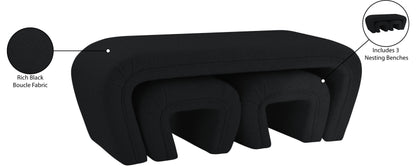 Jasmine Black Boucle Fabric Bench Black