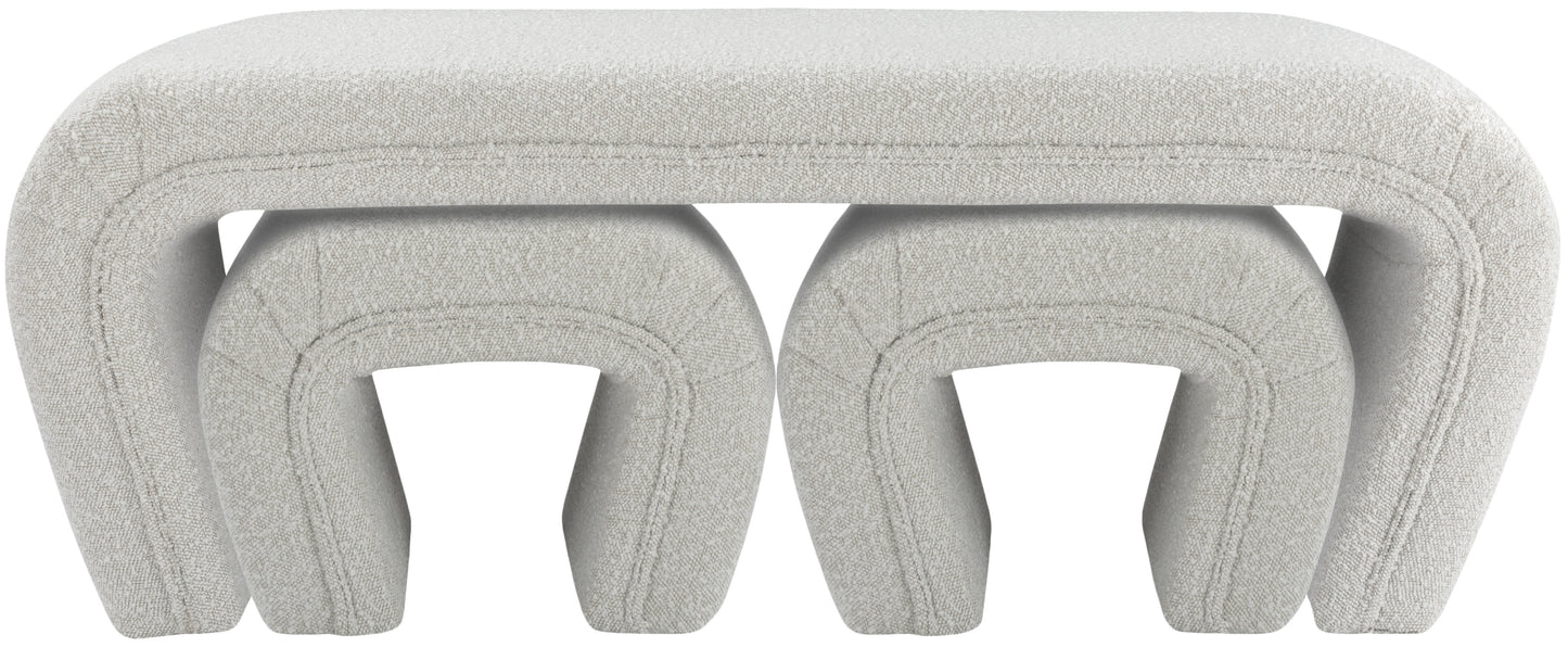 jasmine cream boucle fabric bench cream