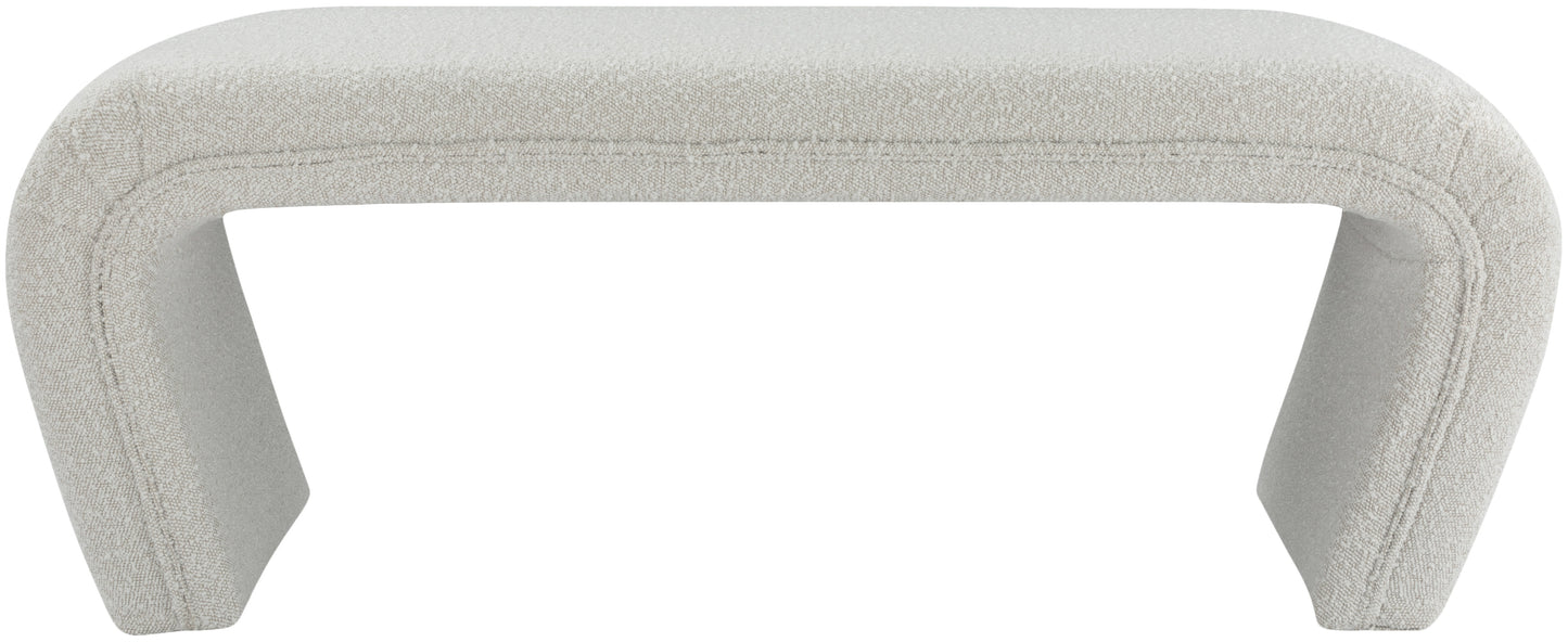 jasmine cream boucle fabric bench cream