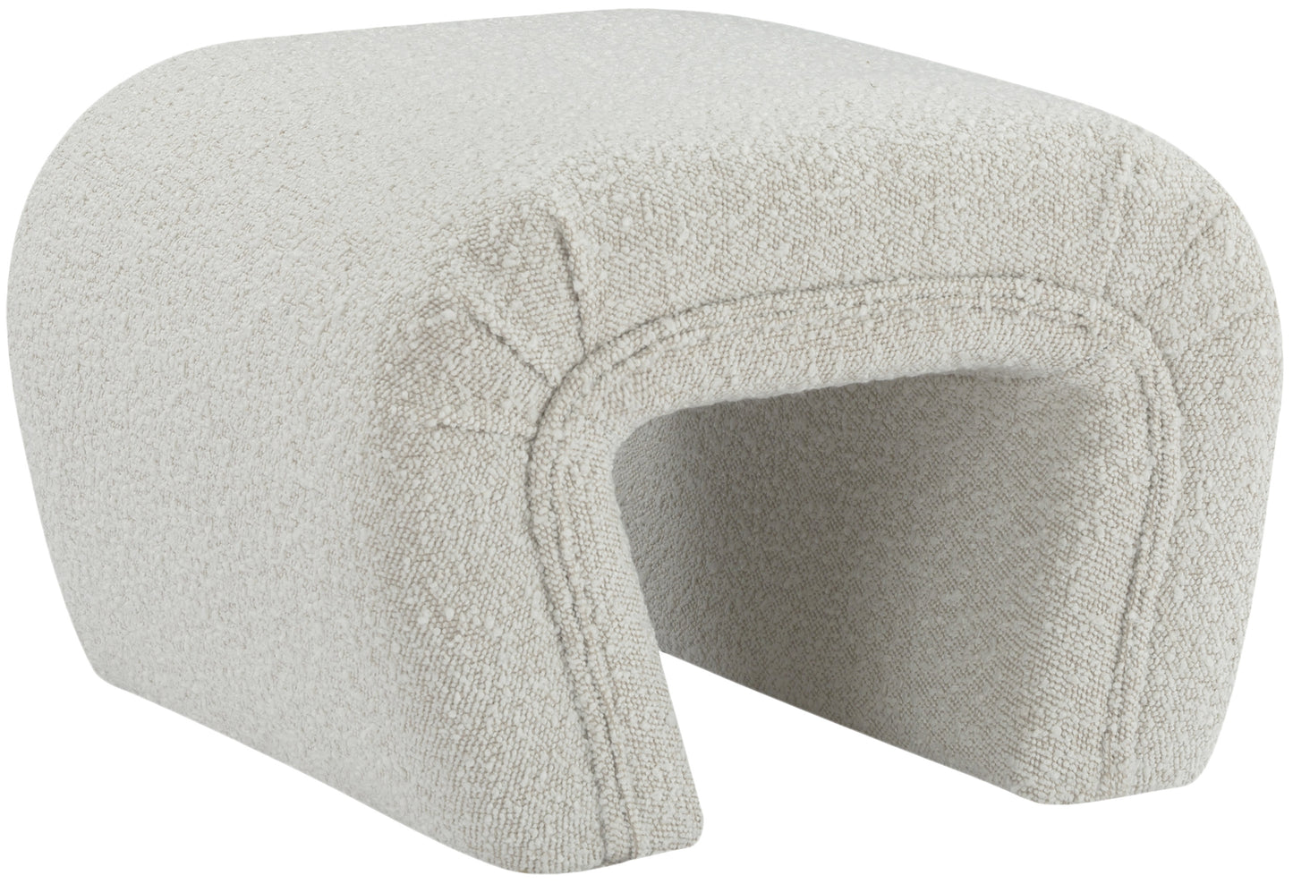 jasmine cream boucle fabric bench cream