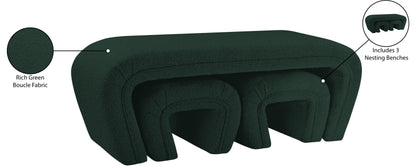 Jasmine Green Boucle Fabric Bench Green