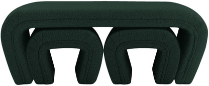 Jasmine Green Boucle Fabric Bench Green