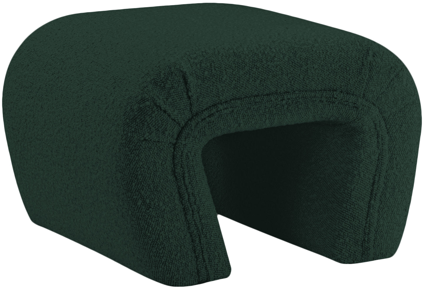 jasmine green boucle fabric bench green