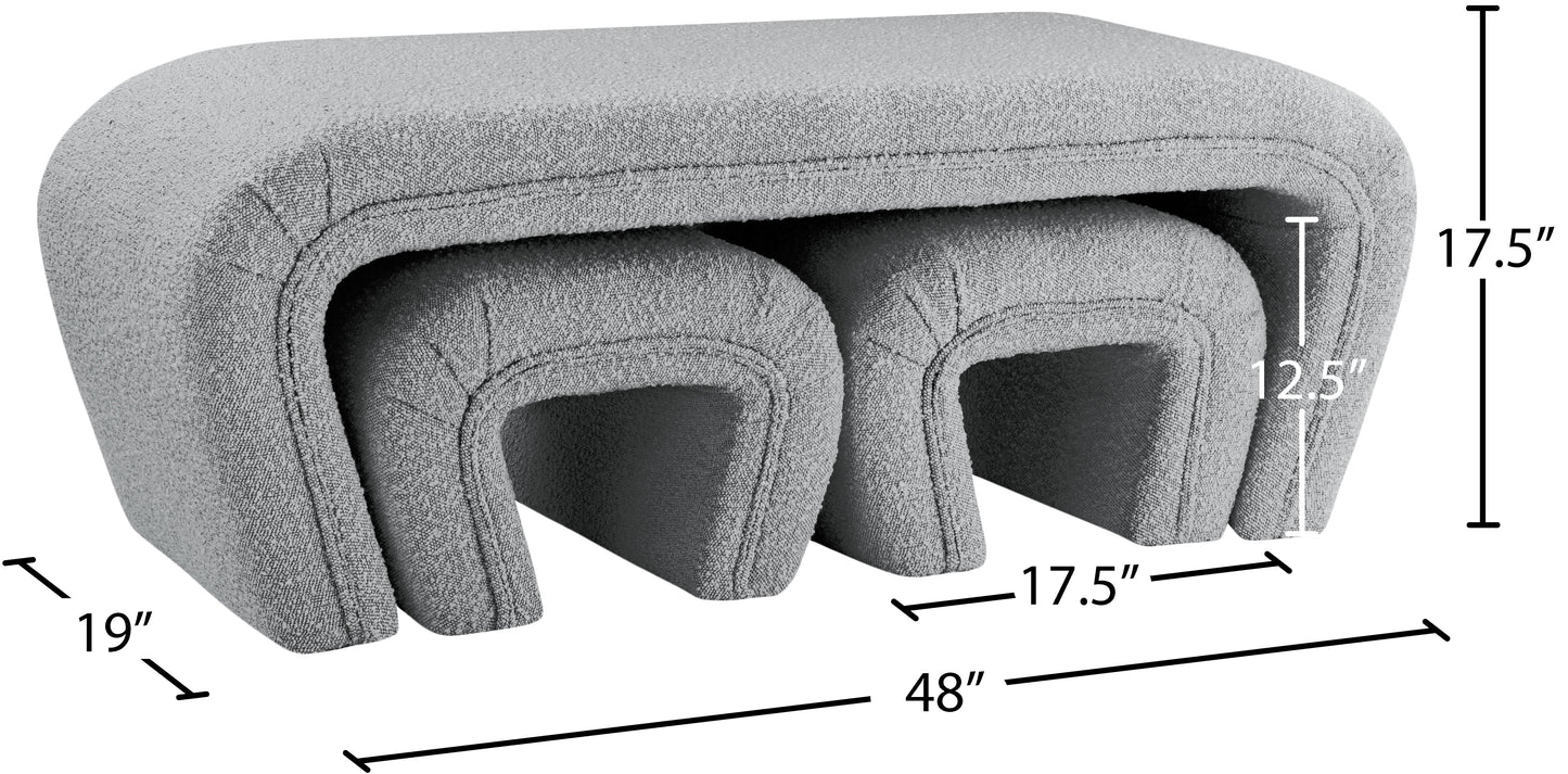 jasmine grey boucle fabric bench grey