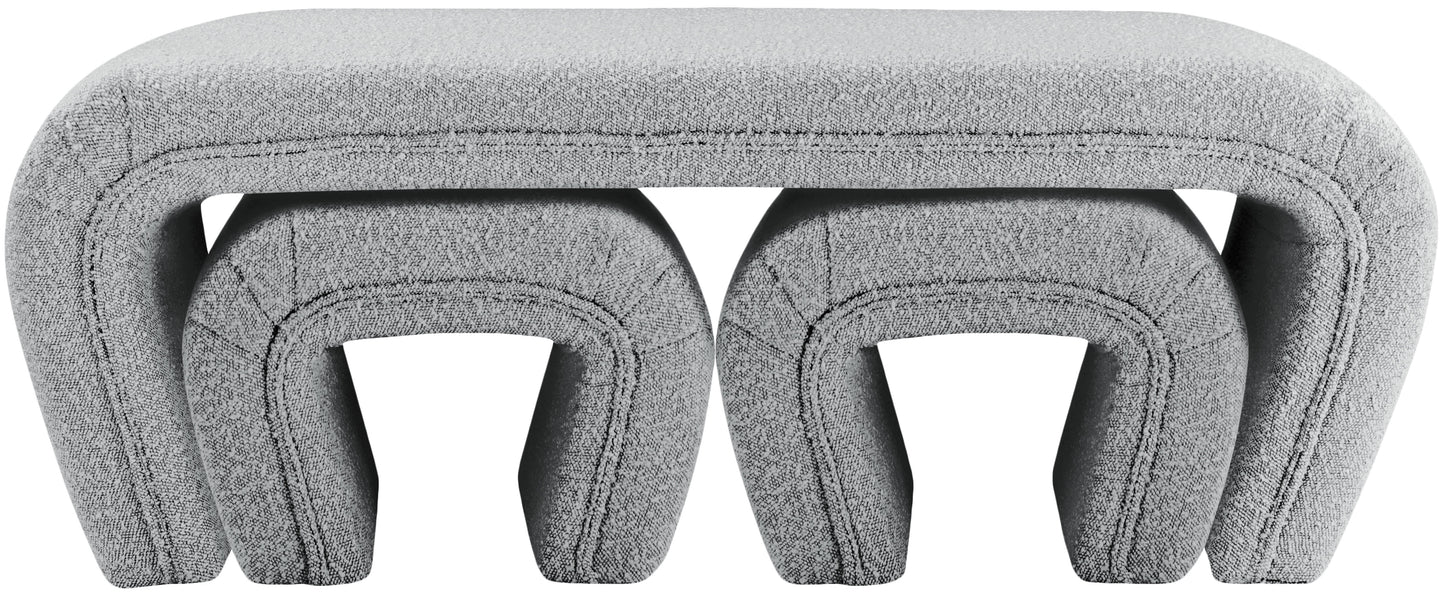 jasmine grey boucle fabric bench grey