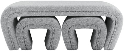 Jasmine Grey Boucle Fabric Bench Grey