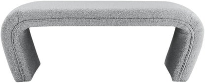 Jasmine Grey Boucle Fabric Bench Grey